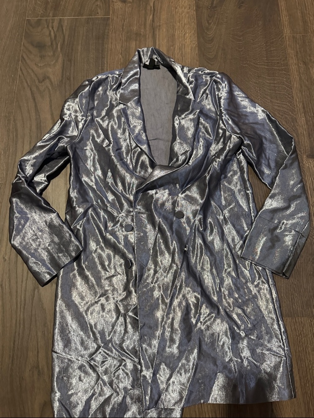 Topshop Metallic Silver Long Sleeve Dress
